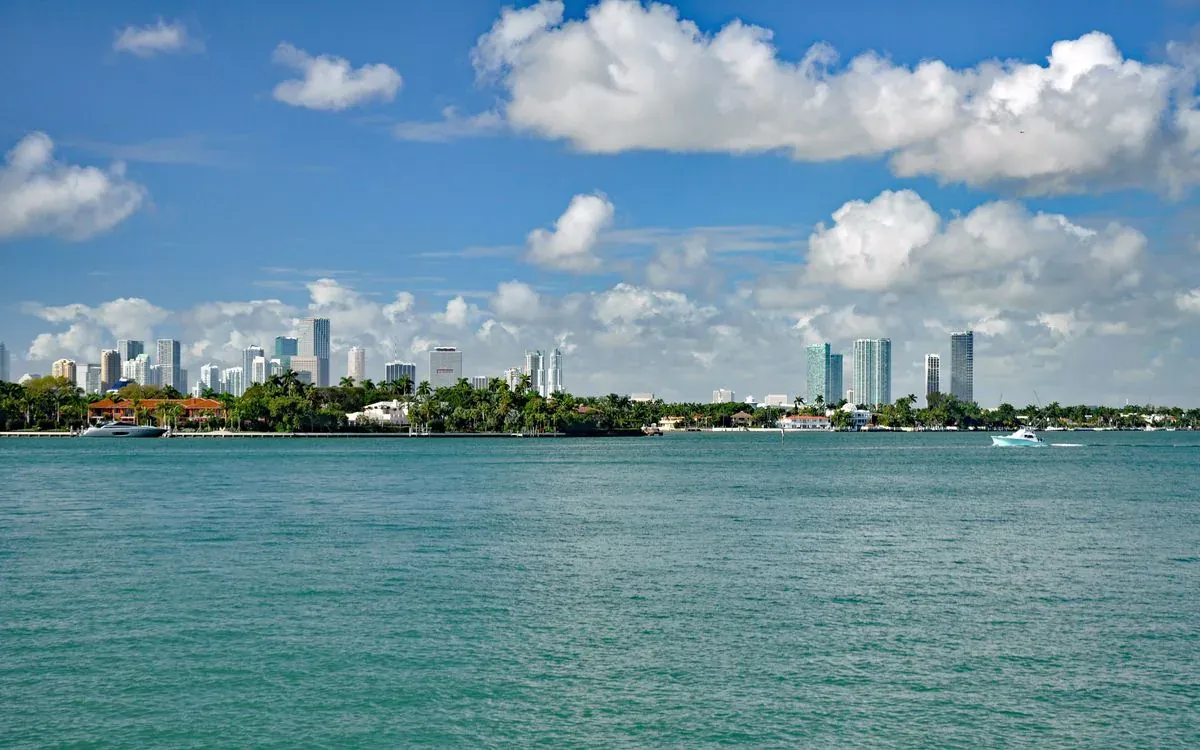Miami skyline on Biscayne Bay.