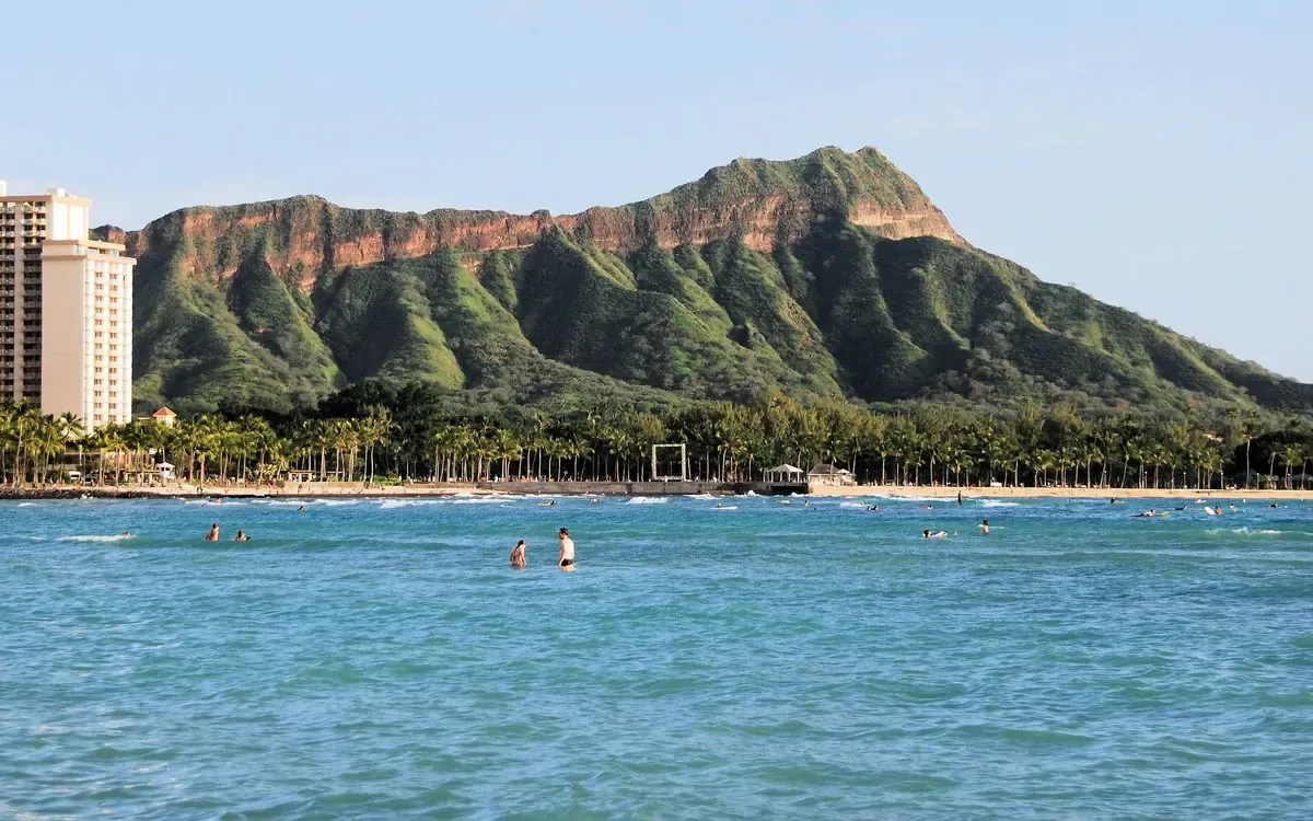 Diamond Head above Waikiki.