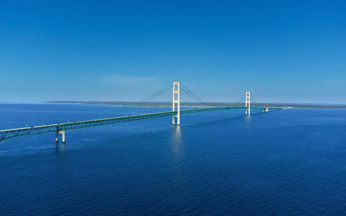 Mackinac Bridge spanning the Straits of Mackinac.