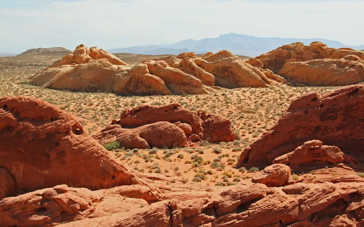 Red sandstone formations in Valley of Fire.