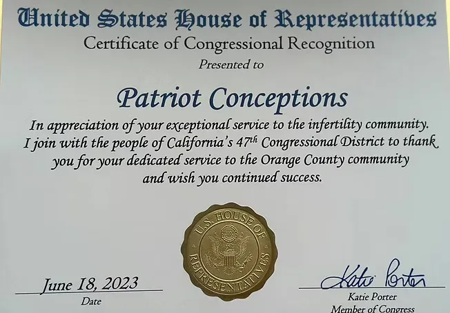 Congressional Recognition Certificate