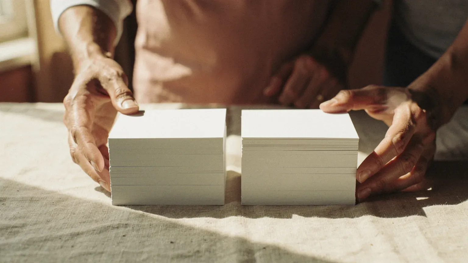 Two sets of cards side by side, representing compared priorities.
