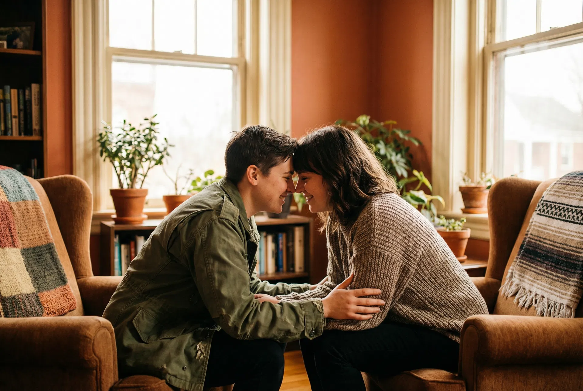 Military-connected families and advocates in a thoughtful support setting